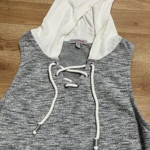 Inspired Hearts Sleeveless Hoodie Top Gray Lace-Up Casual Athleisure Womens‎ S
